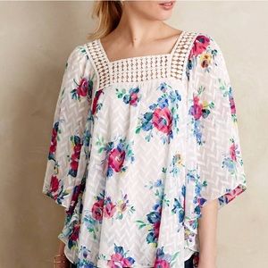Anthropologie Meadow Rue Floral Kimono Blouse